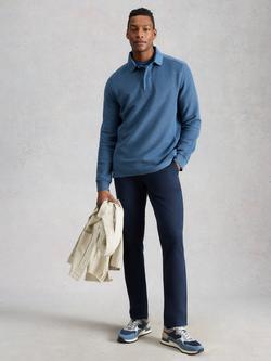 White Stuff Sidmouth Cotton Polo Neck Sweatshirt, Blue, Blue