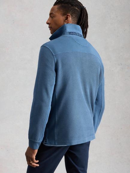 White Stuff Sidmouth Cotton Polo Neck Sweatshirt, Blue - view 2, Blue