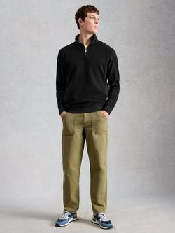 White Stuff Sidmouth Cotton Zip Neck Sweatshirt, Nearly Black, Nearly Black