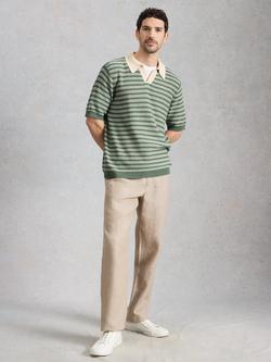White Stuff Thame Cotton Blend Short Sleeve Polo Shirt, Green, Green