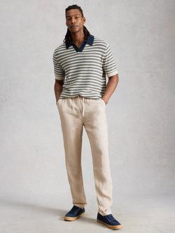 White Stuff Skelmer Pure Linen Trousers, Sand, Sand