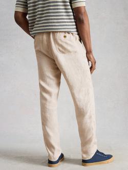 White Stuff Skelmer Pure Linen Trousers, Sand - view 2, Sand