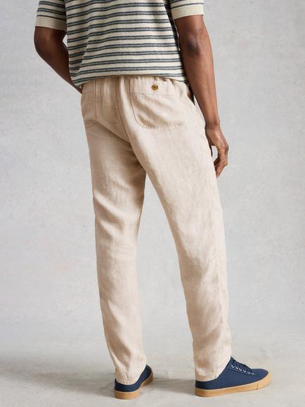 White Stuff Skelmer Pure Linen Trousers, Sand - view 2, Sand