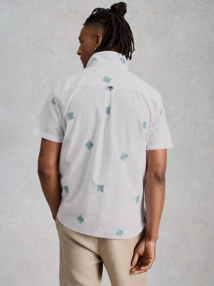White Stuff Bourne Embroidered Motif Long Sleeve Cotton Shirt, White - view 2, White
