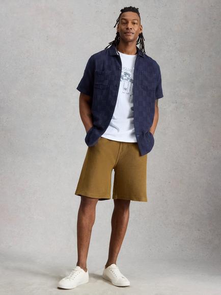 White Stuff Denny Woven Check Short Sleeve Shirt, Midnight Blue, Midnight Blue