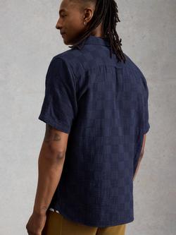 White Stuff Denny Woven Check Short Sleeve Shirt, Midnight Blue - view 2, Midnight Blue