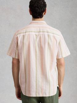 White Stuff Ely Stripe Short Sleeve Cotton Shirt - view 2, Orange/Multi