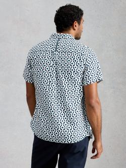 White Stuff Finsbury Cotton Regular Fit Geometric Shirt, White/Blue - view 2, White/Blue