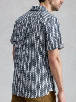 White Stuff Hayle Cotton Abstract Short Sleeve Shirt, Blue - view 2, Blue