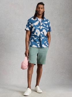 White Stuff Hayle Cotton Abstract Short Sleeve Shirt, Blue, Blue