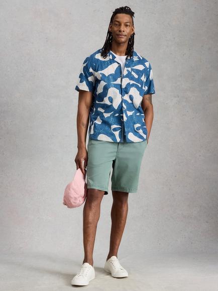 White Stuff Hayle Cotton Abstract Short Sleeve Shirt, Blue, Blue