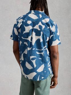 White Stuff Hayle Cotton Abstract Short Sleeve Shirt, Blue - view 2, Blue