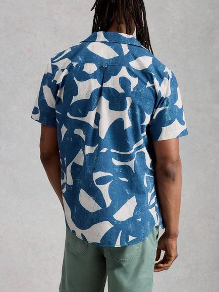 White Stuff Hayle Cotton Abstract Short Sleeve Shirt, Blue - view 2, Blue