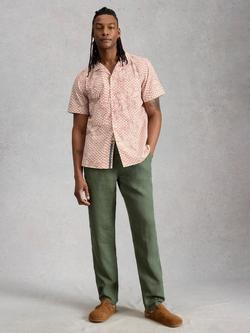 White Stuff Hayle Cotton Geometric Short Sleeve Shirt, Pink, Pink