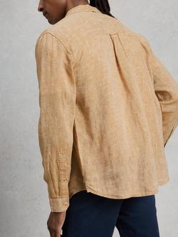 White Stuff Keswick Linen Long Sleeve Shirt, Dark Yellow - view 2, Dark Yellow