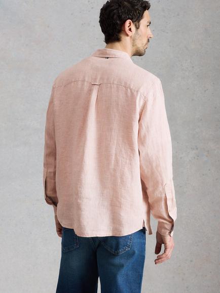 White Stuff Keswick Pure Linen Long Sleeve Shirt, Light Pink - view 2, Light Pink