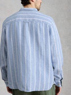 White Stuff Keswick Pure Linen Striped Long Sleeve Shirt, Blue - view 2, Blue