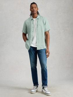 White Stuff Keswick Short Sleeve Linen Shirt, Pale Green, Pale Green
