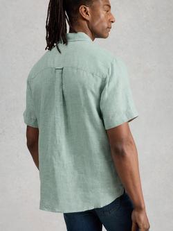 White Stuff Keswick Short Sleeve Linen Shirt, Pale Green - view 2, Pale Green