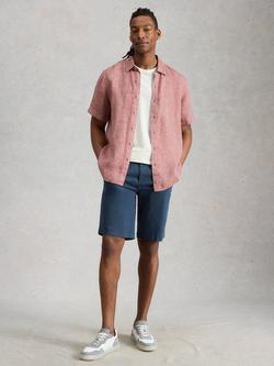 White Stuff Keswick Linen Short Sleeve Shirt, Red, Red