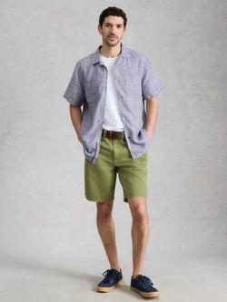 White Stuff Keswick Pure Linen Striped Short Sleeve Shirt, Navy, Navy