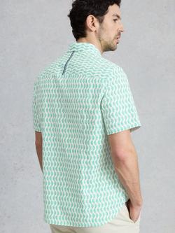 White Stuff Salcombe Geometric Print Short Sleeve Shirt, White/Green - view 2, White/Green