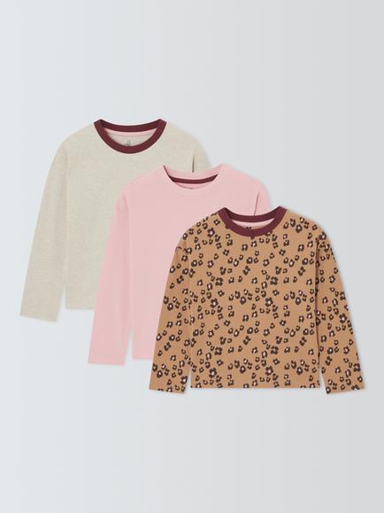 John Lewis Kids' Long Sleeve Tops, Pack of 3, Multi, Multi