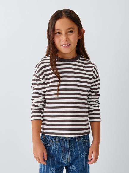 John Lewis Kids' Stripe Floral Mix Long Sleeve Tops, Pack of 3, Multi - view 2, Multi