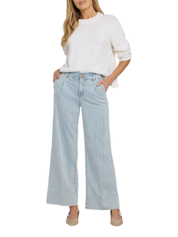 NYDJ Simone High Rise Stripe Wide Leg Jeans, Azure Stripe, Azure Stripe
