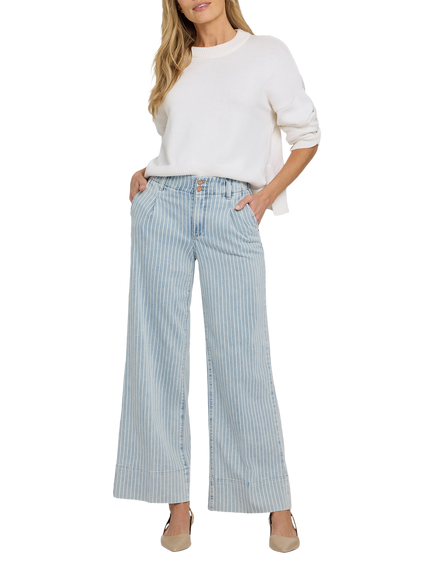 NYDJ Simone High Rise Stripe Wide Leg Jeans, Azure Stripe, Azure Stripe