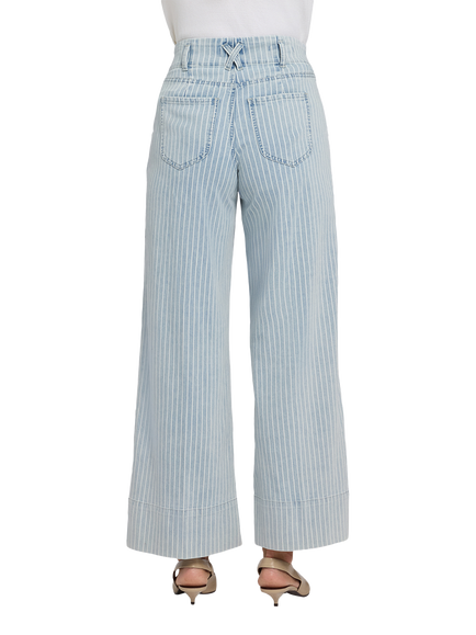 NYDJ Simone High Rise Stripe Wide Leg Jeans, Azure Stripe - view 2, Azure Stripe