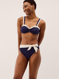 Monsoon Sabrina Two Tone High Waist Bikini Bottoms, Navy, Navy