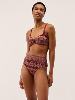 Monsoon Zaria Crochet Bikini Bottoms, Burgundy/Multi, Burgundy/Multi