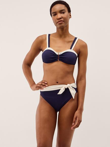 Monsoon Sabrina Colour Block Bikini Top, Navy/White