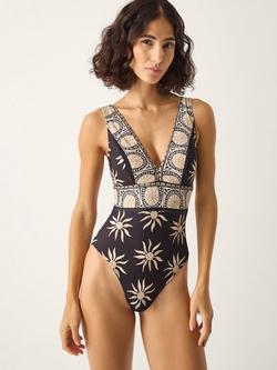 Monsoon Tanya Sun Swimsuit, Black/Brown, Black/Brown