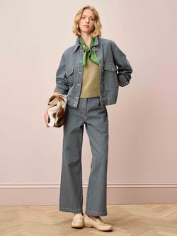 Brora Stripe Cotton Canvas Jacket, Midnight/White - view 2, Midnight/White