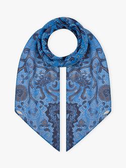 Brora Abstract Botanical Pure Silk Neck Tie, Cornflower/Navy, Cornflower/Navy