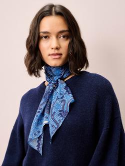 Brora Abstract Botanical Pure Silk Neck Tie, Cornflower/Navy - view 2, Cornflower/Navy