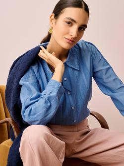 Brora Floral Broderie Anglaise Shirt - view 2, Blue