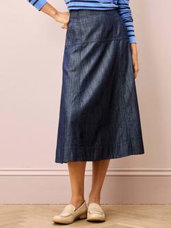 Brora Utility Denim Midi Skirt, Indigo, Indigo