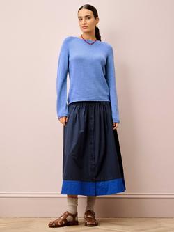 Brora Colour Block Midi Skirt, Navy - view 2, Navy