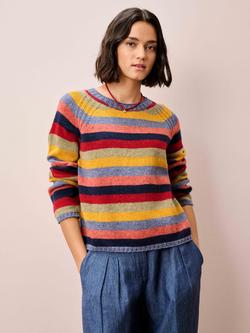 Brora Marled Stripe Pure Wool Jumper, Multi, Multi