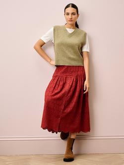 Brora V-Neck Fleck Yarn Pure Wool Tank Top, Lichen, Lichen