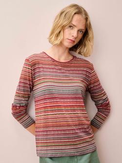 Brora Fine Stripe Jersey Top, Paprika/Slate