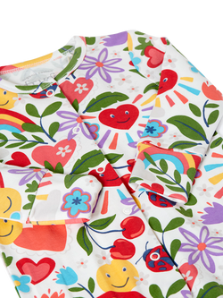 Frugi Baby Lovely Long Sleeve Cotton Babygrow, Soft White - view 2, Soft White