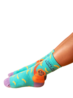 Frugi Kids' Birthday Print Crew Socks, Pack of 2, Blue - view 2, Blue