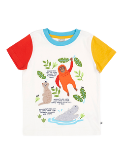 Frugi Kid' Avery Short Sleeve Animal Applique T-Shirt, Soft White, Soft White