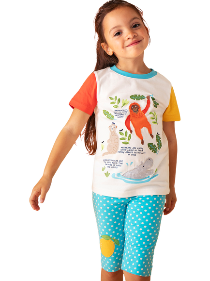 Frugi Kid' Avery Short Sleeve Animal Applique T-Shirt, Soft White - view 2, Soft White