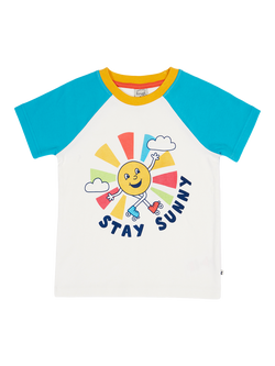 Frugi Kids' Tamar Sun Print Raglan Sleeve T-Shirt, Soft White, Soft White