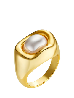 Orelia Statement Molten Pearl Ring, Gold, Gold